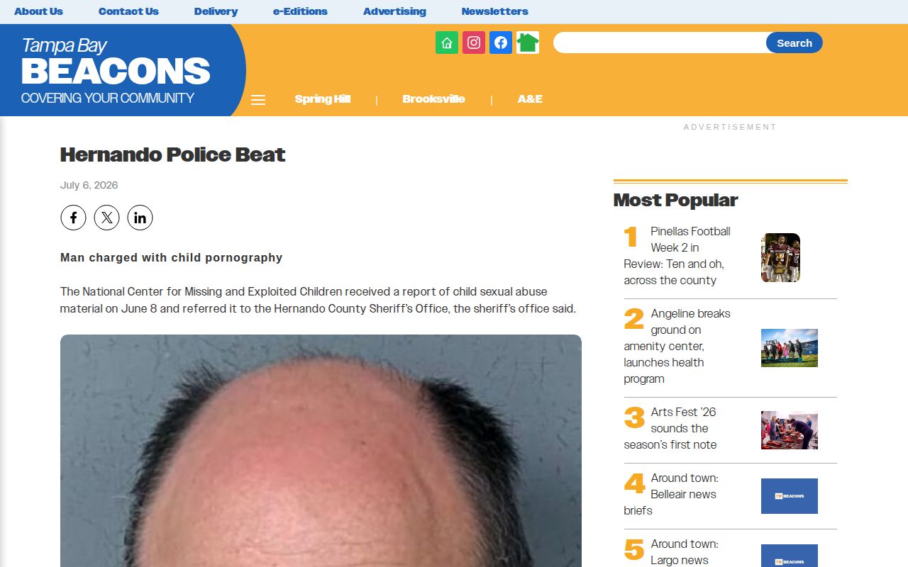 Tampa Bay Beacon Hernando police beat story